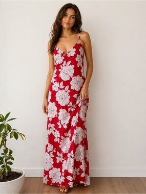 red floral dress forever 21 Forever 21 pink & red floral dress Size small